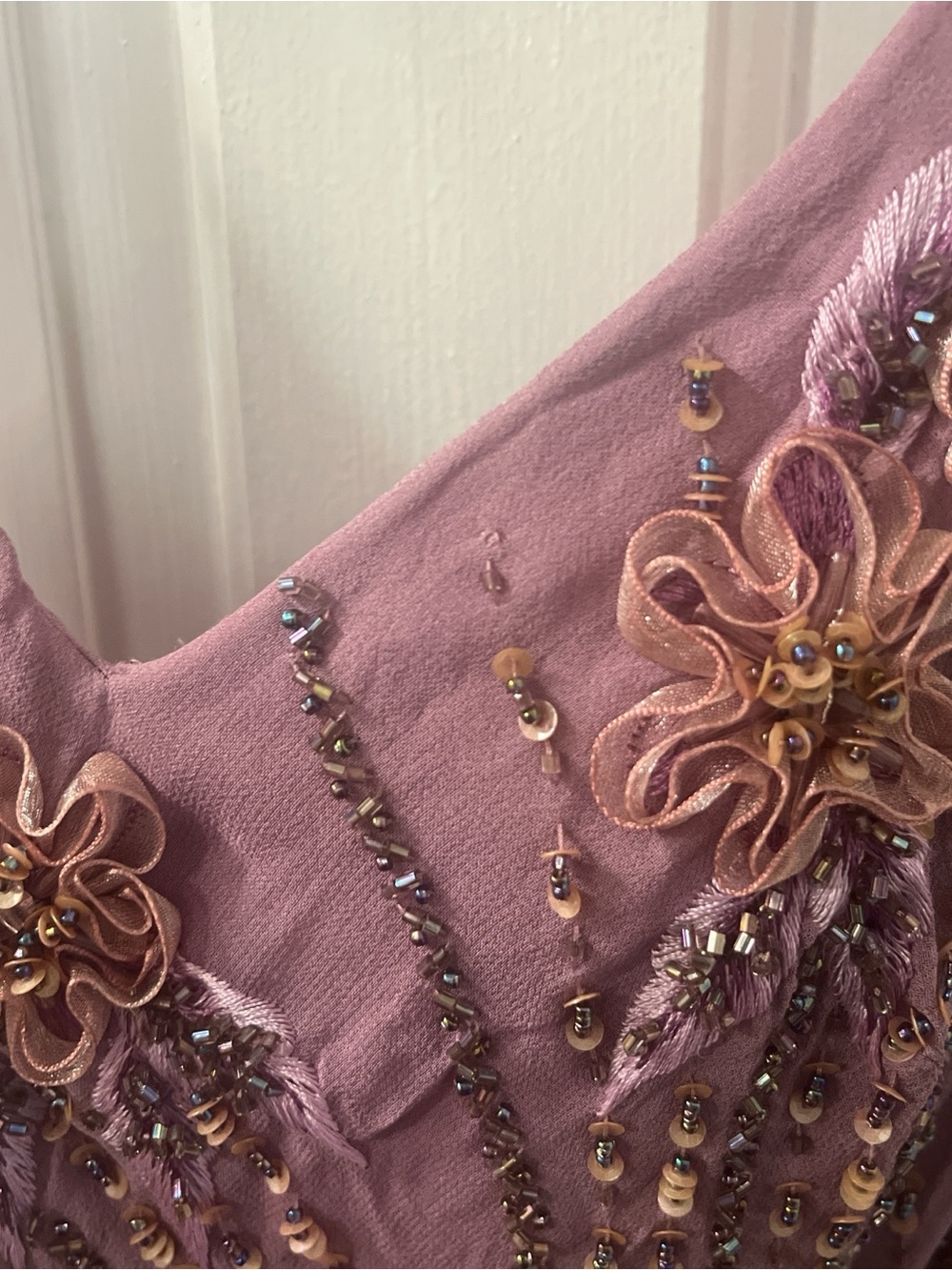 Sue Wong Miley Cyrus Dusty Mauve purple beaded Asymmetrical Spaghetti-Strap Dres - Picture 2 of 8